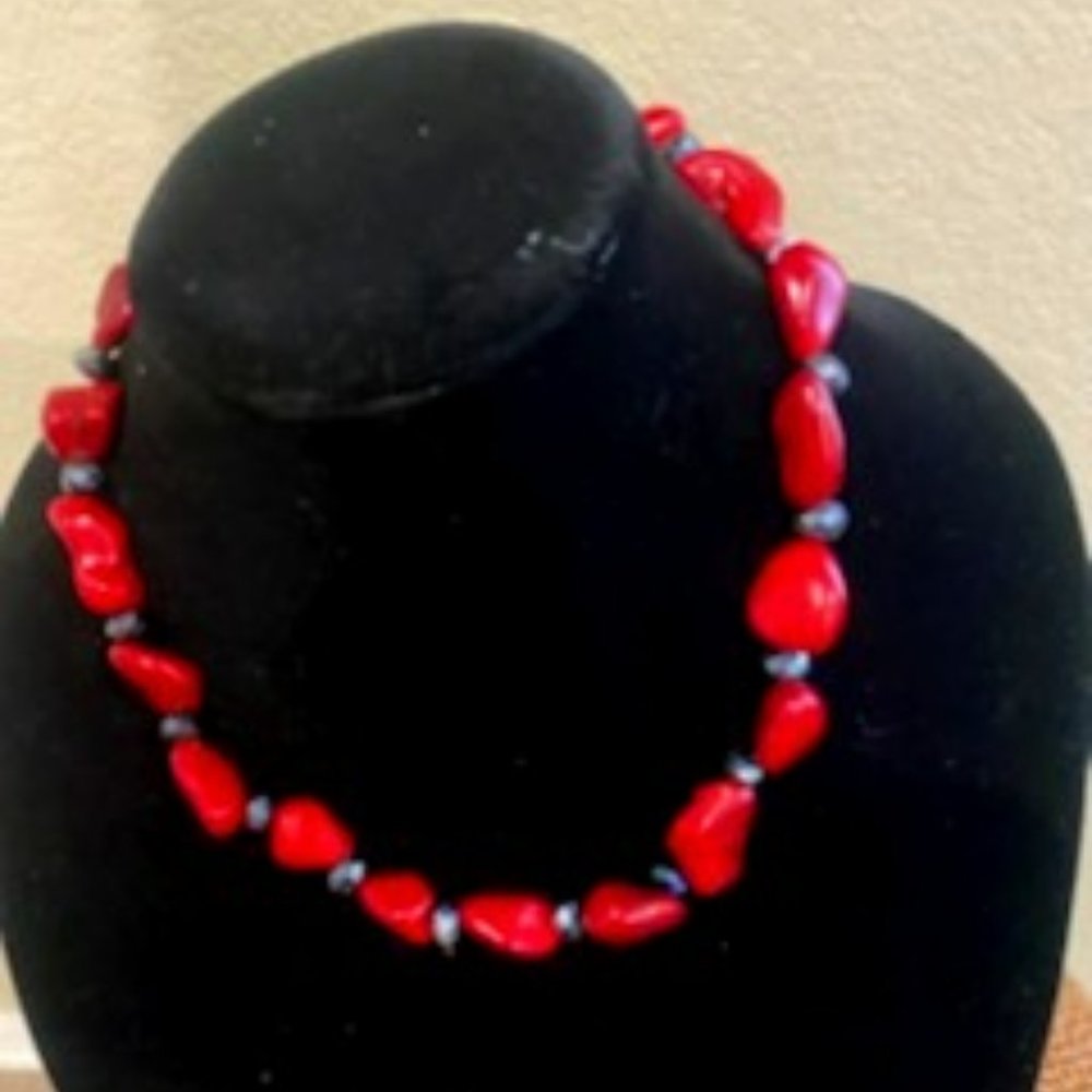 Red Coral with Beads Necklace